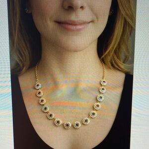 Ann Taylor Gold-Tone Floral Necklace with Open Center Circular Links